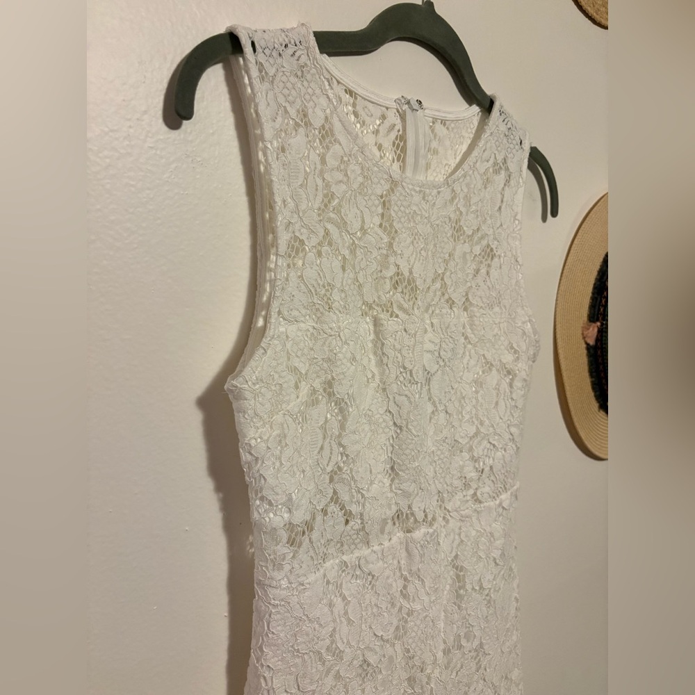 Lulu's Ivory Lace Sleeveless Mini Dress - Picture 4 of 10